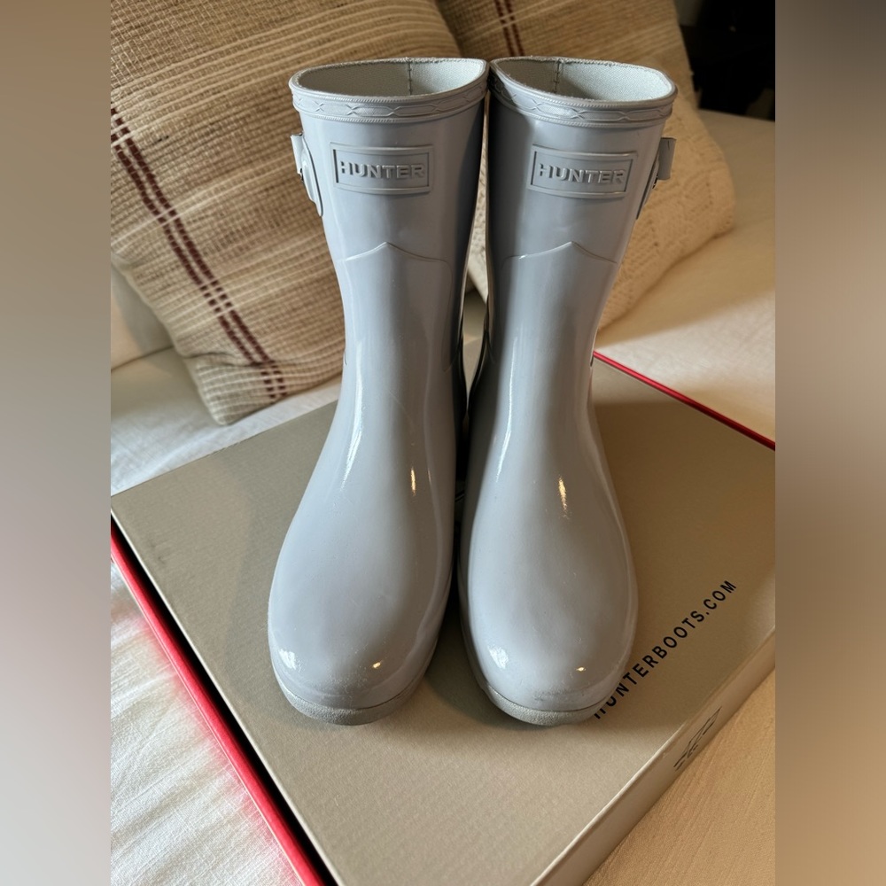 Hunter baby blue-grey Gloss Rain Booties - Picture 5 of 10